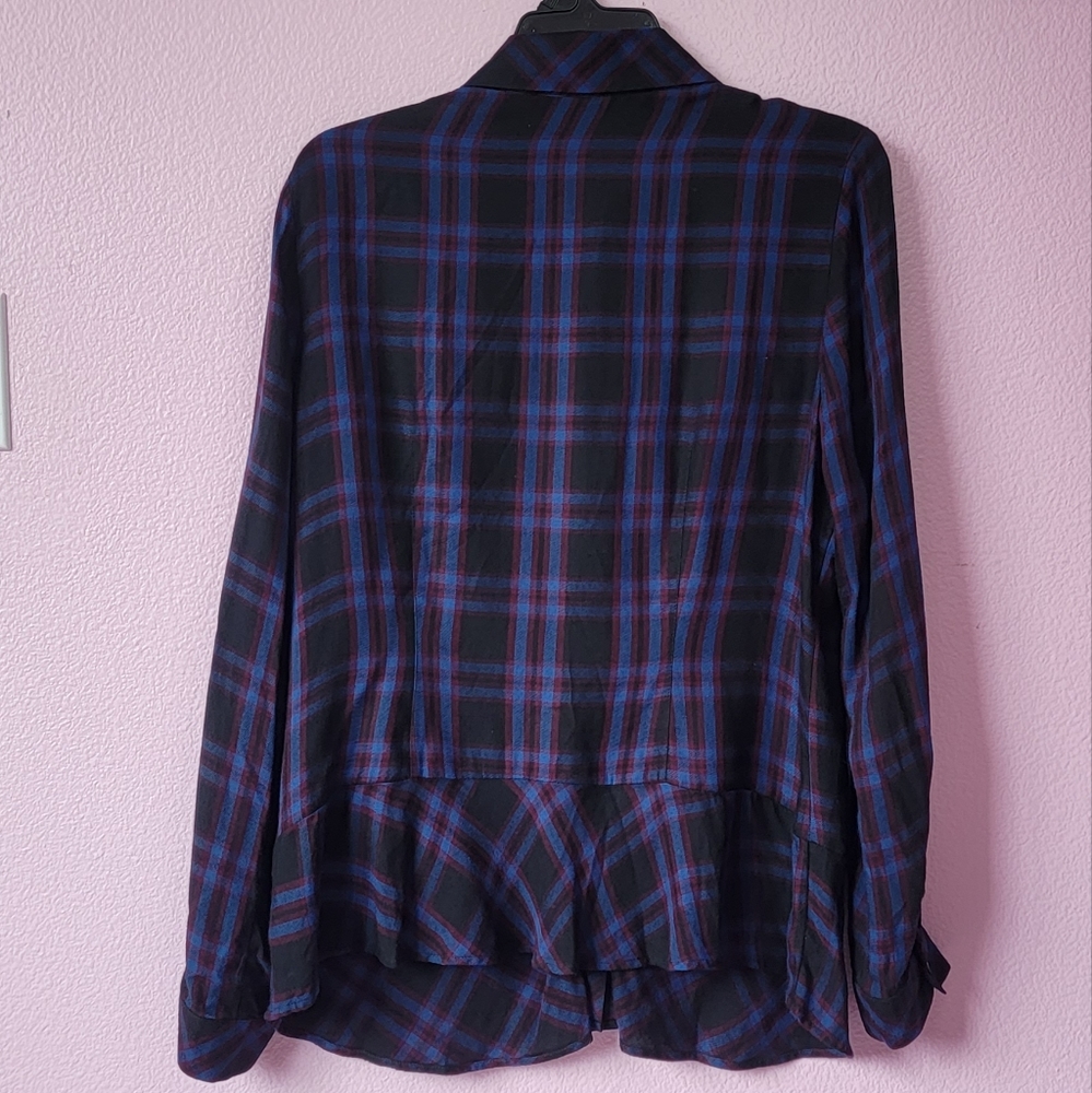 CABI Moody Plaid Button Up Flowy Peplum Tunic Shirt/M. - Picture 3 of 12